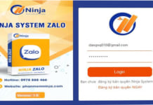 Đăng nhập vào phần mềm Ninja System Zalo