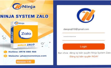 Đăng nhập vào phần mềm Ninja System Zalo