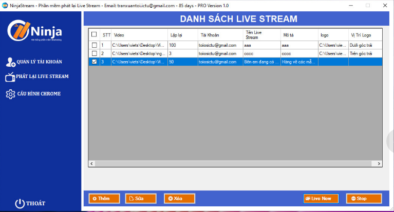 phần mềm phát lại Livestream