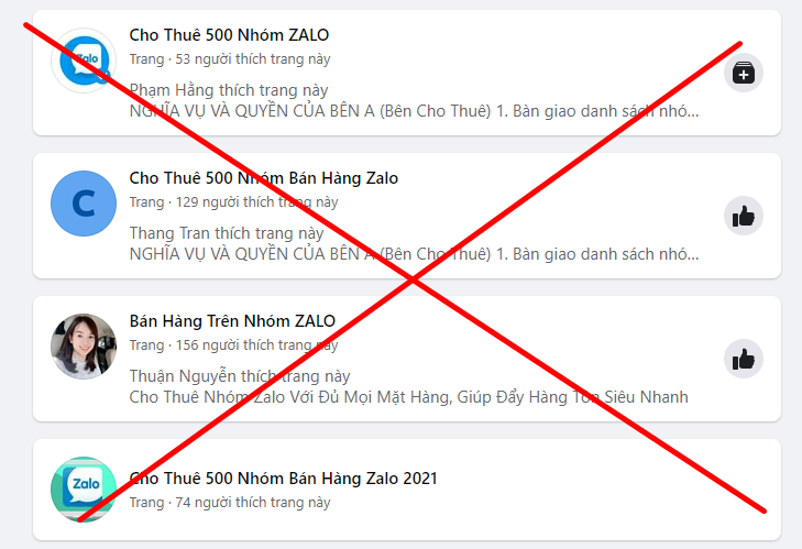 Cảnh báo lừa đảo thuê nhóm zalo bán hàng trên facebook