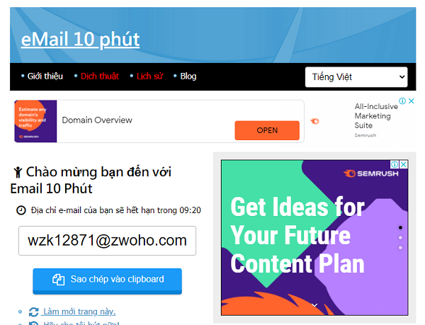  tạo email ảo từ email 10 phút