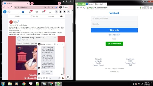 Tạo 2 tài khoản facebook trên 2 trình duyệt