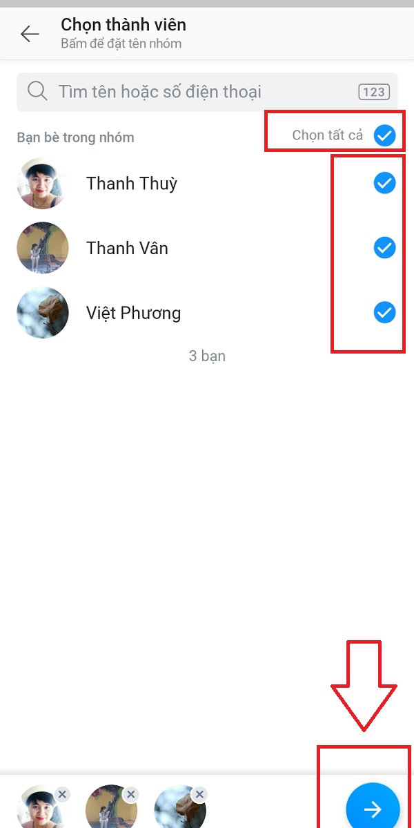 Tích chọn thành viên tham gia nhóm