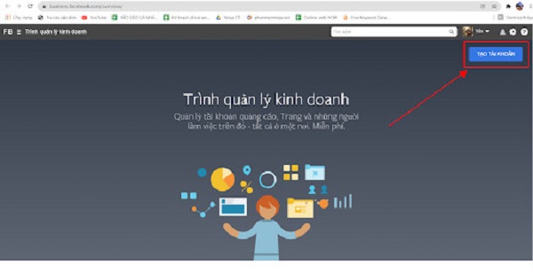 Giao diện tổng quan của tài khoản BM facebook