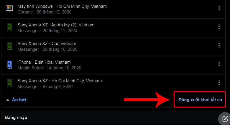 cách thoát tài khoản facebook trên các thiết bị khác