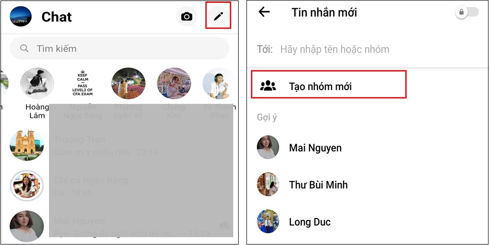 Hướng dẫn cách lập group trên mess bằng điện thoại