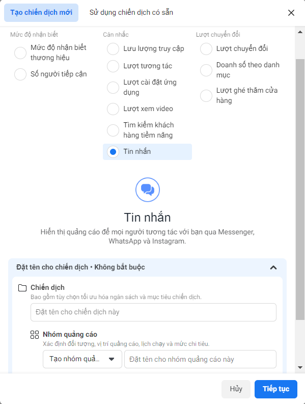 Có nên tắt quảng cáo vào ban đêm khi mục tiêu quảng cáo là “Tin nhắn" không?