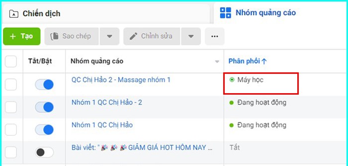 Thời gian quá trình máy học quảng cáo