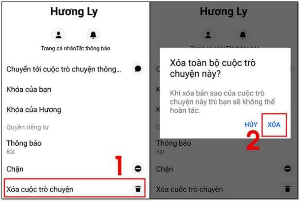 Nhấp vào Xóa cuộc trò chuyện