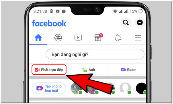 Nhấn vào nút Phát trực tiếp